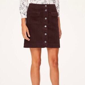 Loft Outlet 100% Cotton Corduroy Skirt in Burgundy, size 10P